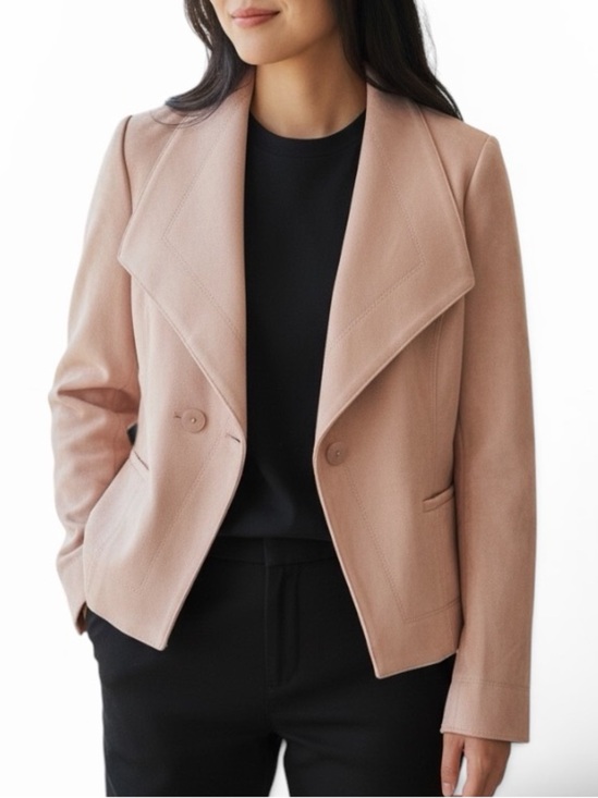 White House Black Market Jackets & Blazers - White House Black Market Ultra Suede Draped Collar Moto Blazer Jacket Size 2